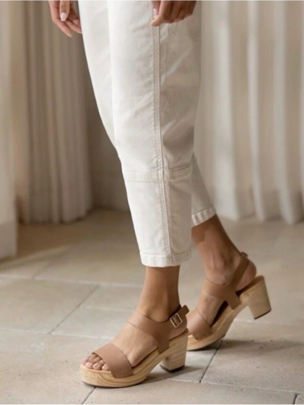 Nisolo Tan Leather Block Heel Sandals